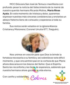 Lee más sobre el artículo Fallecimiento de Maria Rivas Ayala